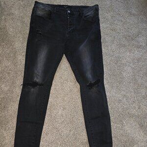 Kollar Black Distressed Jeans Mens 38 x 32